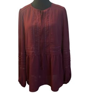 Express Burgundy Long Sleeve Blouse M EUC